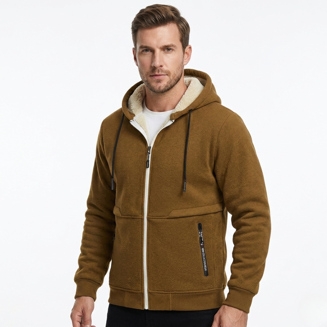Schwere Kapuzenjacke mit Reißverschluss