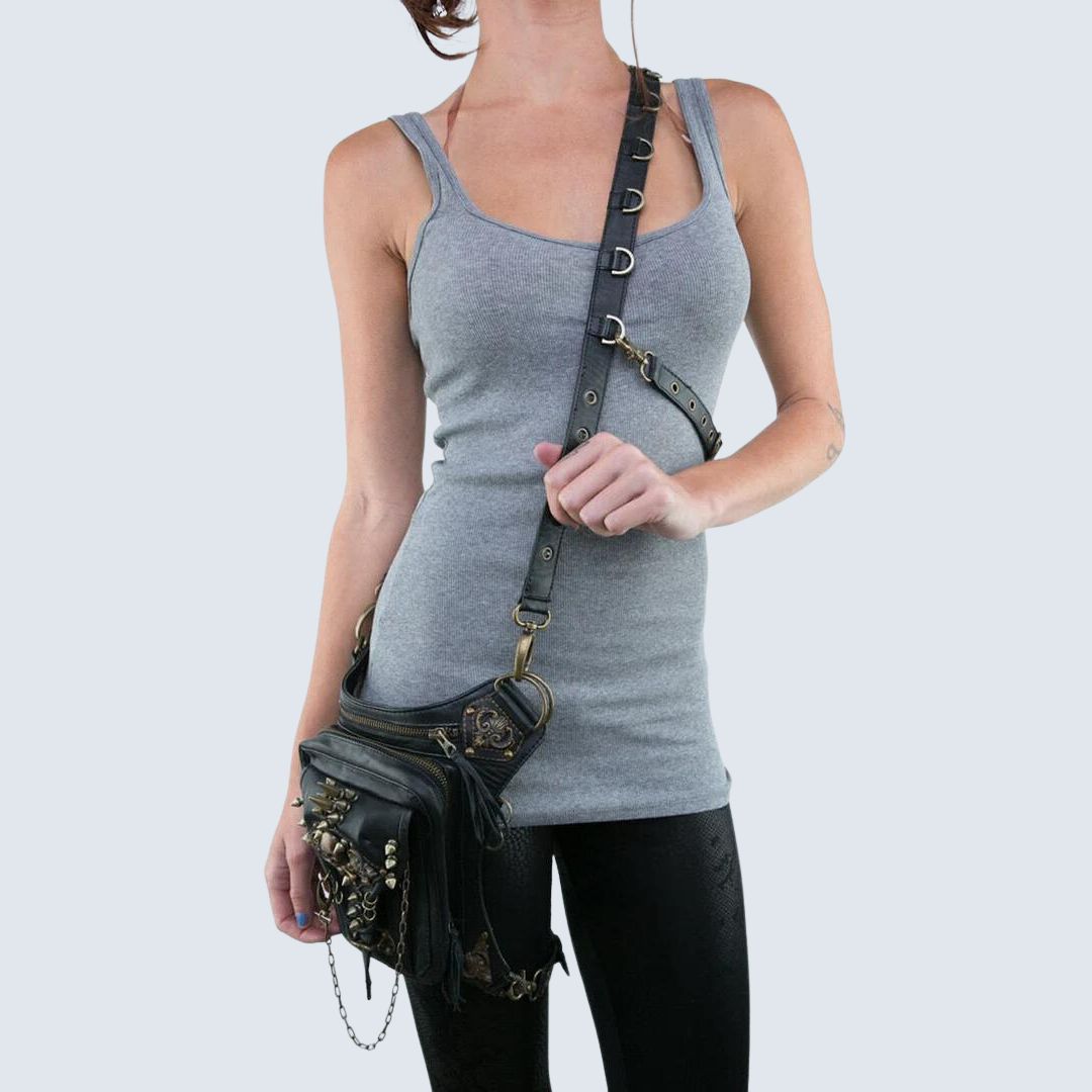 Clinbands - Gothic Gürteltasche mit Totenkopf-Verzierungen