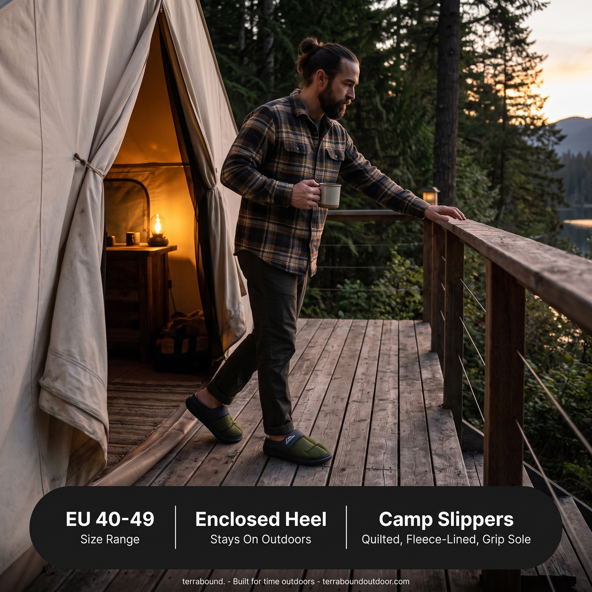 Camp-Pantoffeln geschlossen – warme Fleece-gefütterte Outdoor-Hausschuhe