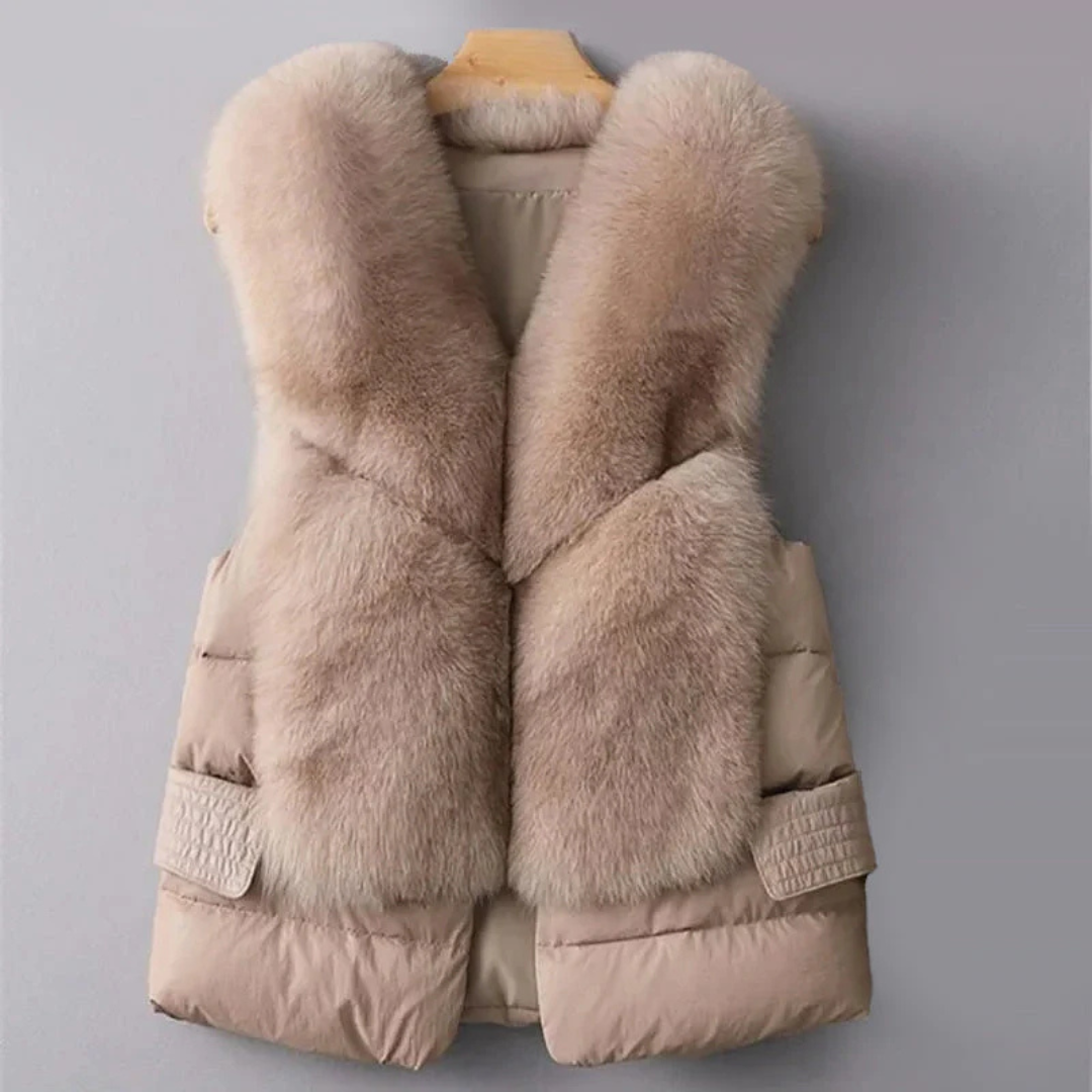 Pullover Damen Weste mit Kunstfell & elegantem Coatigan-Stil – WinterFur Vest