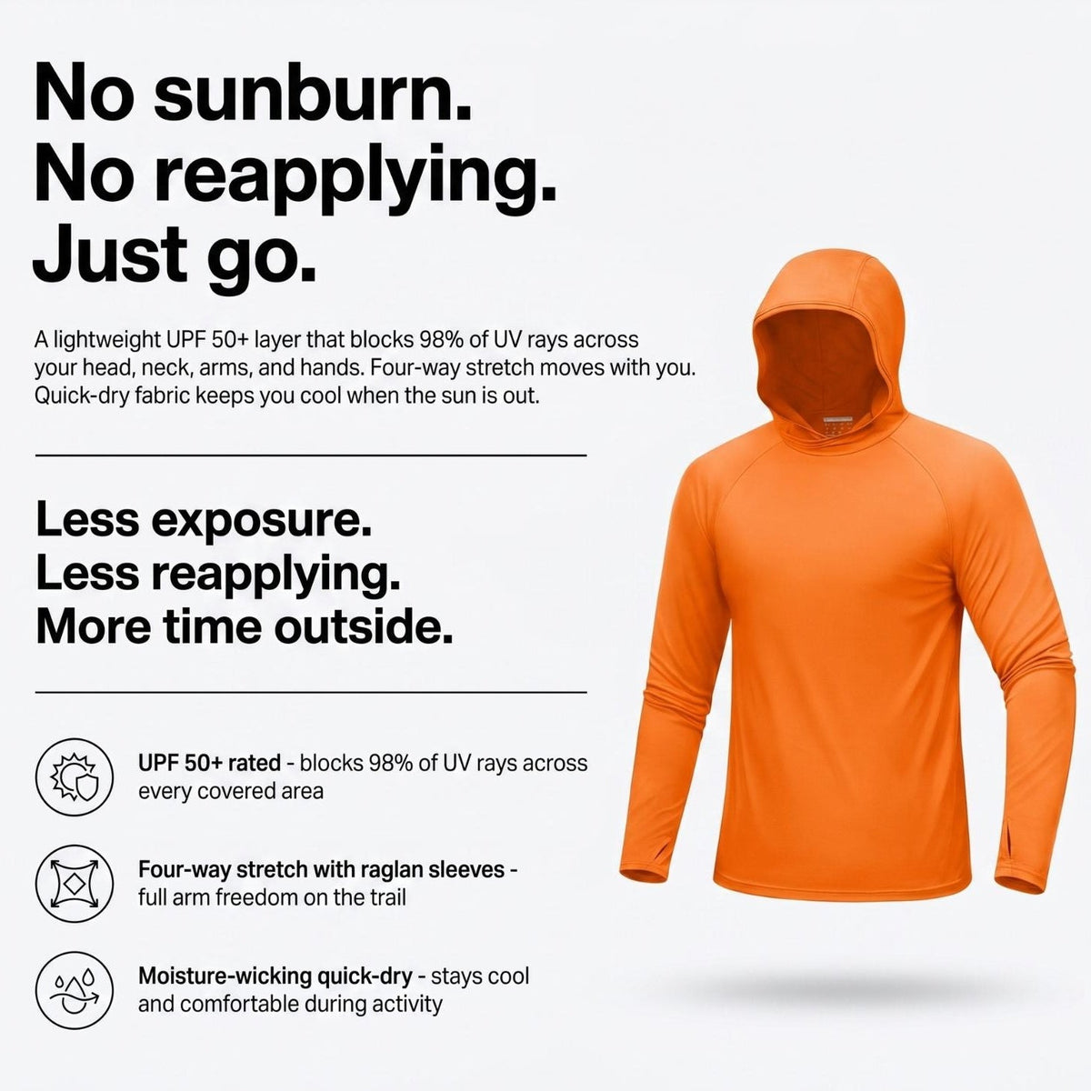 Herren UPF 50+ Sonnenhoodie – leicht, schnelltrocknend