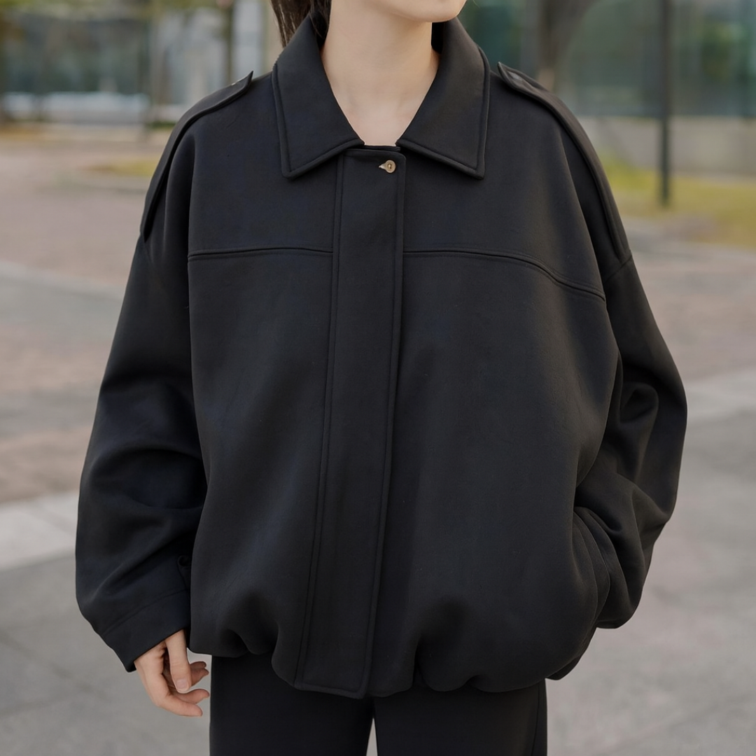 Wildleder Damen Bomberjacke mit Reißverschluss – VelvetAir Jacket