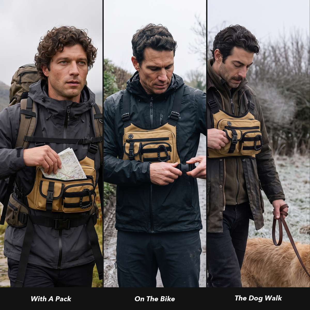 Herren Brusttasche – Multifunktions-Chest-Rig zum Wandern und Gassigehen