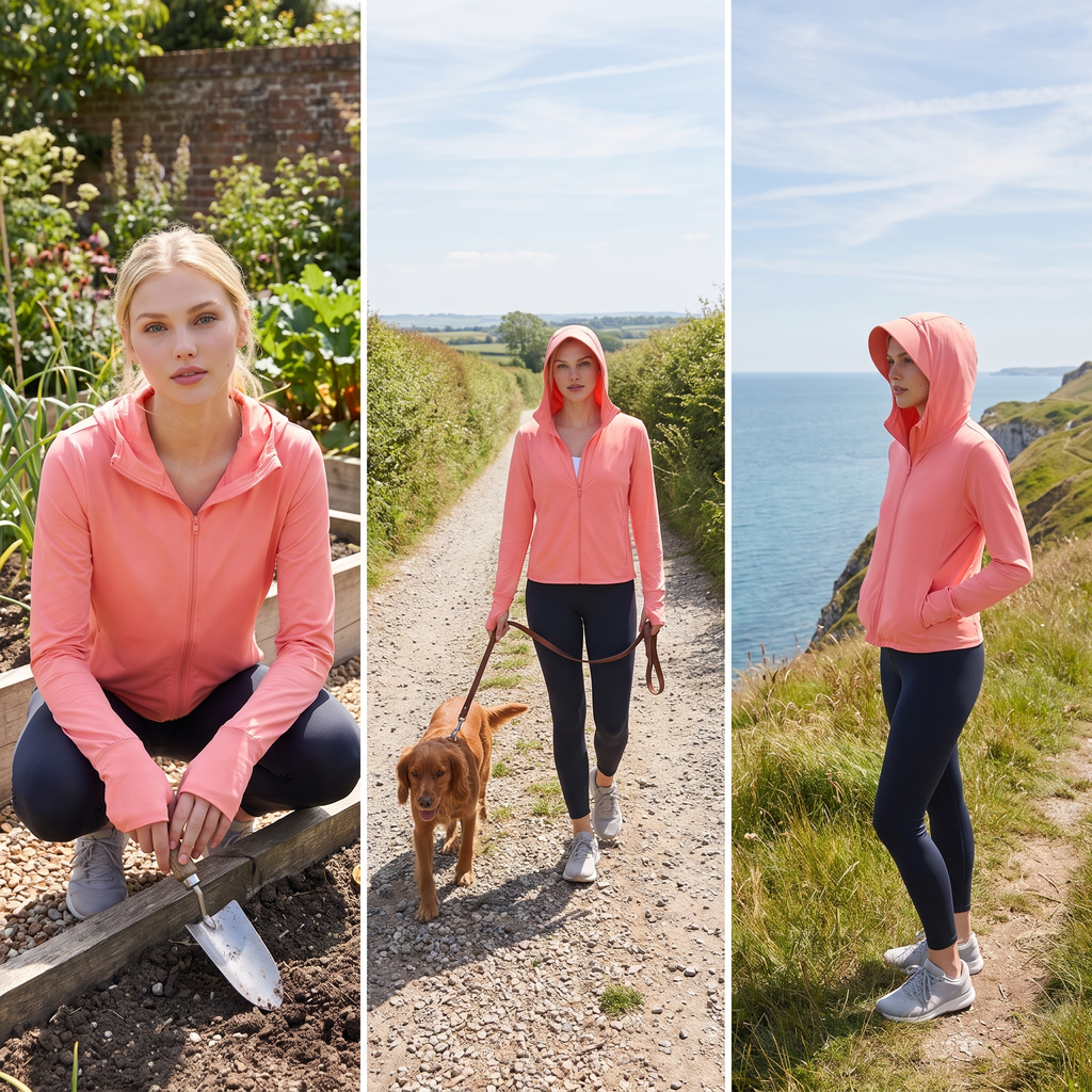 Damen Sonnenhoodie mit Reißverschluss – leichte UV-Schutzjacke