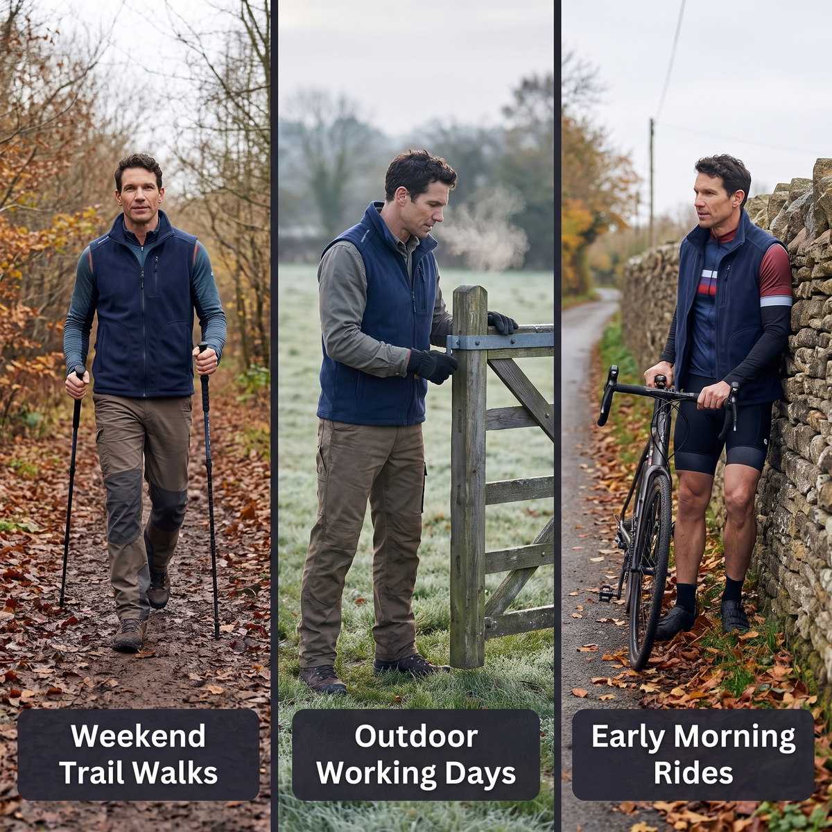 Herren Fleeceweste – Multifunktions-Bodywarmer zum Wandern