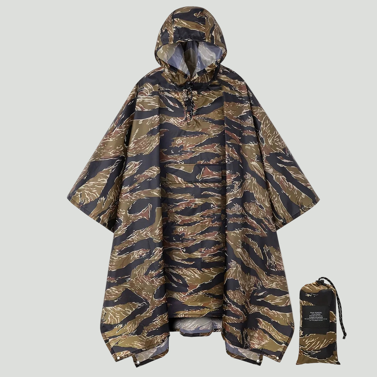 Camouflage-Regenponcho mit Kapuze – wasserabweisend