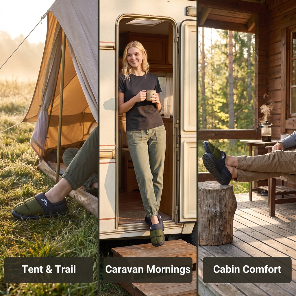 Camp-Pantoffeln geschlossen – warme Fleece-gefütterte Outdoor-Hausschuhe