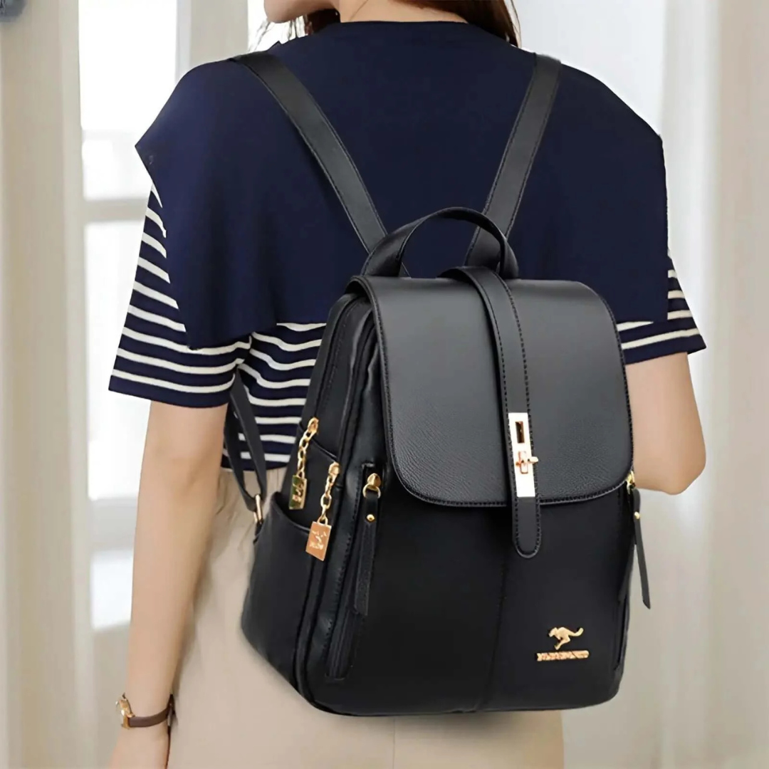 Leder Taschen Rucksack für Damen mit Schloss & Fächern – ClassicCharm Backpack