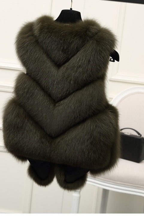 Damen Luxus Kunstfell Weste mit voluminösen Details Clinbands