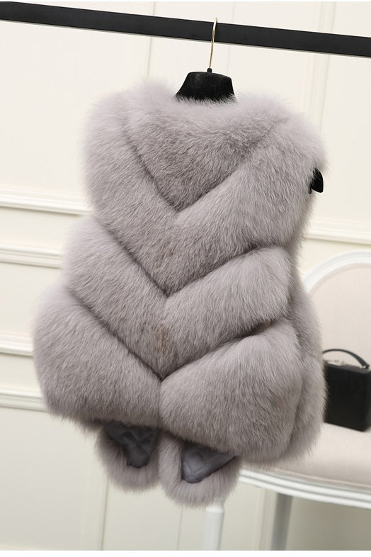 Damen Luxus Kunstfell Weste mit voluminösen Details Clinbands