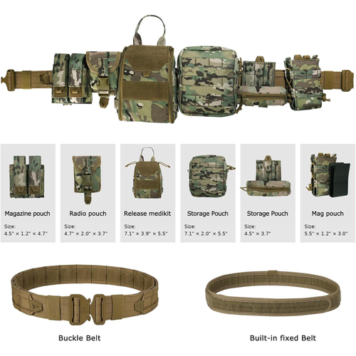 8-in-1 Camouflage Tactical-Hüfttasche – MOLLE-Combat-Gürtel mit Taschen