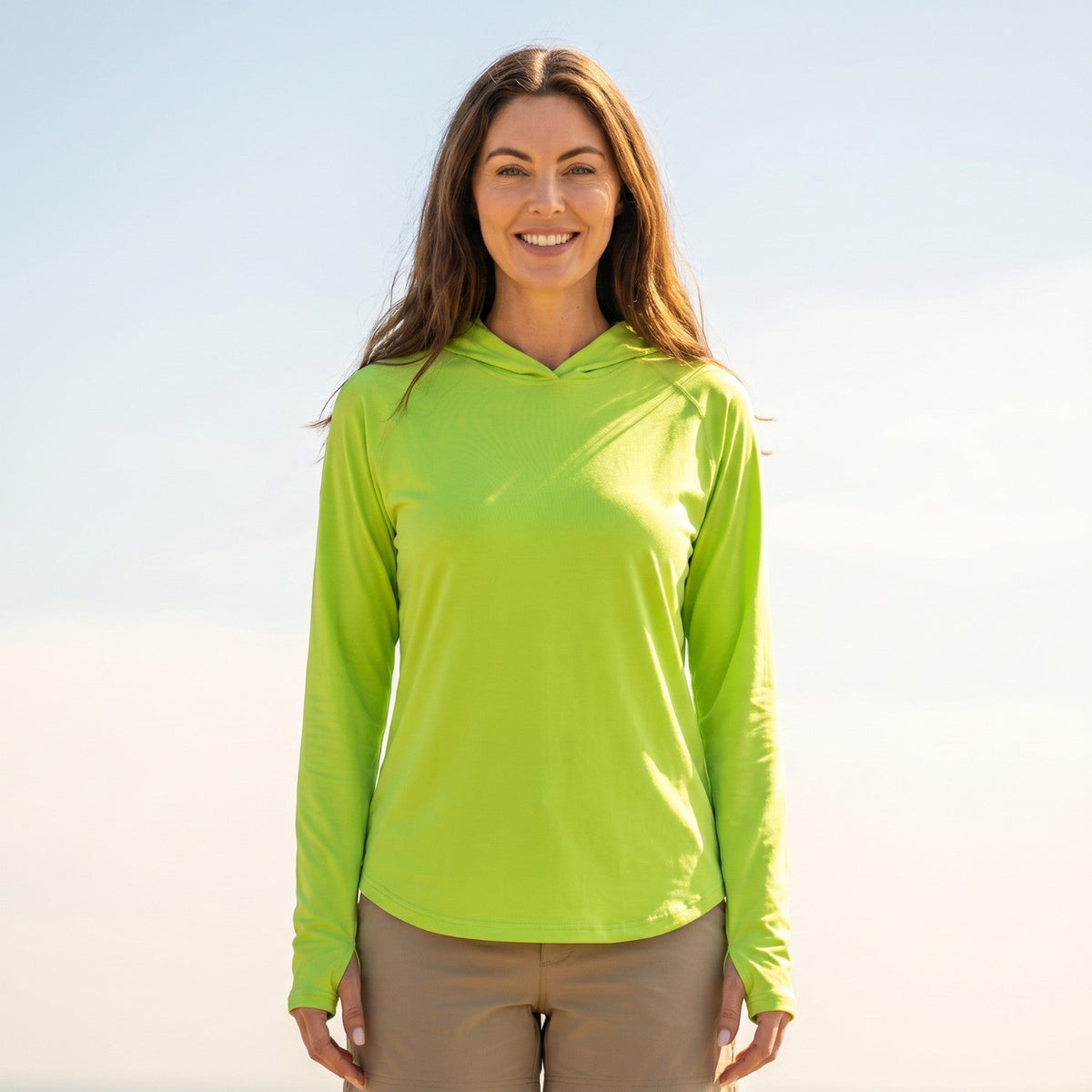 Damen Sonnenhoodie leicht – UPF 50+ UV-Schutzoberteil mit Kapuze