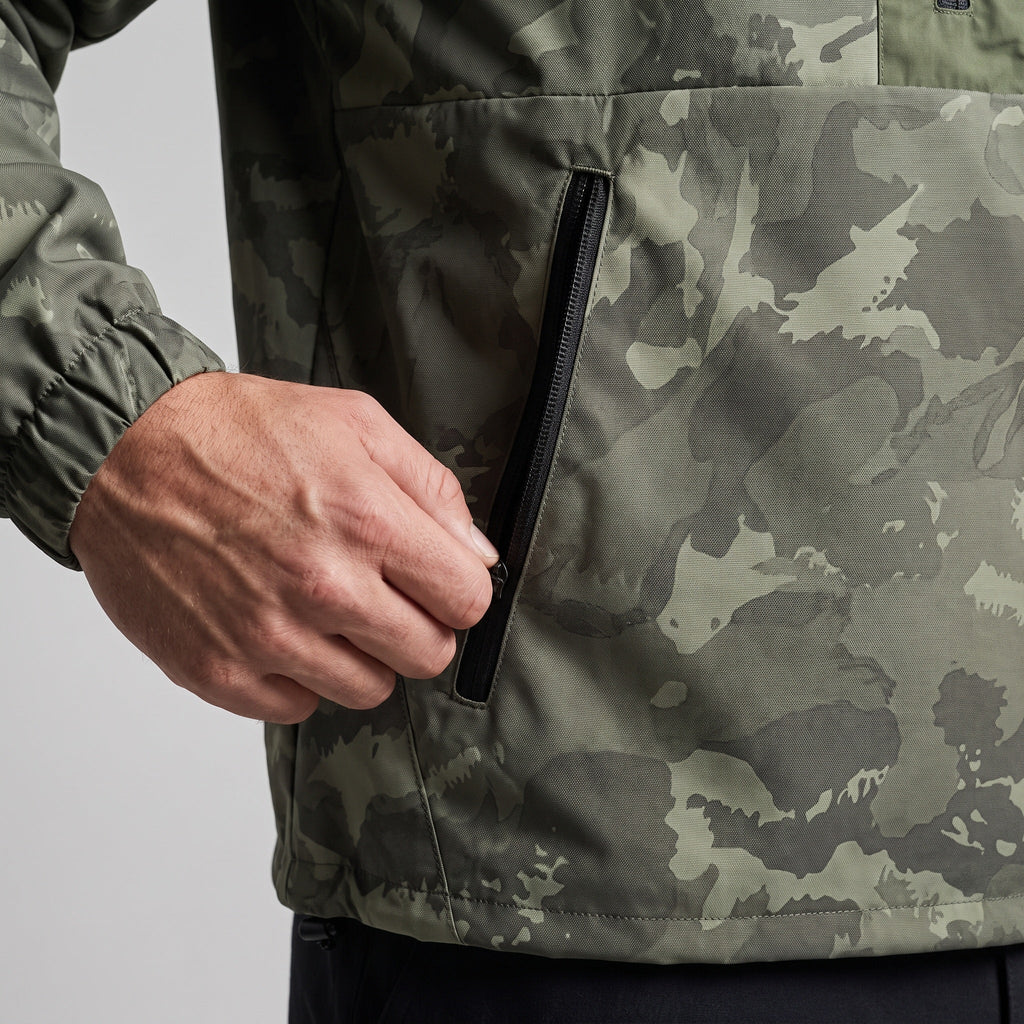 Herren Camo-Windbreaker – leichter Anorak mit Kapuze, Halbreißverschluss