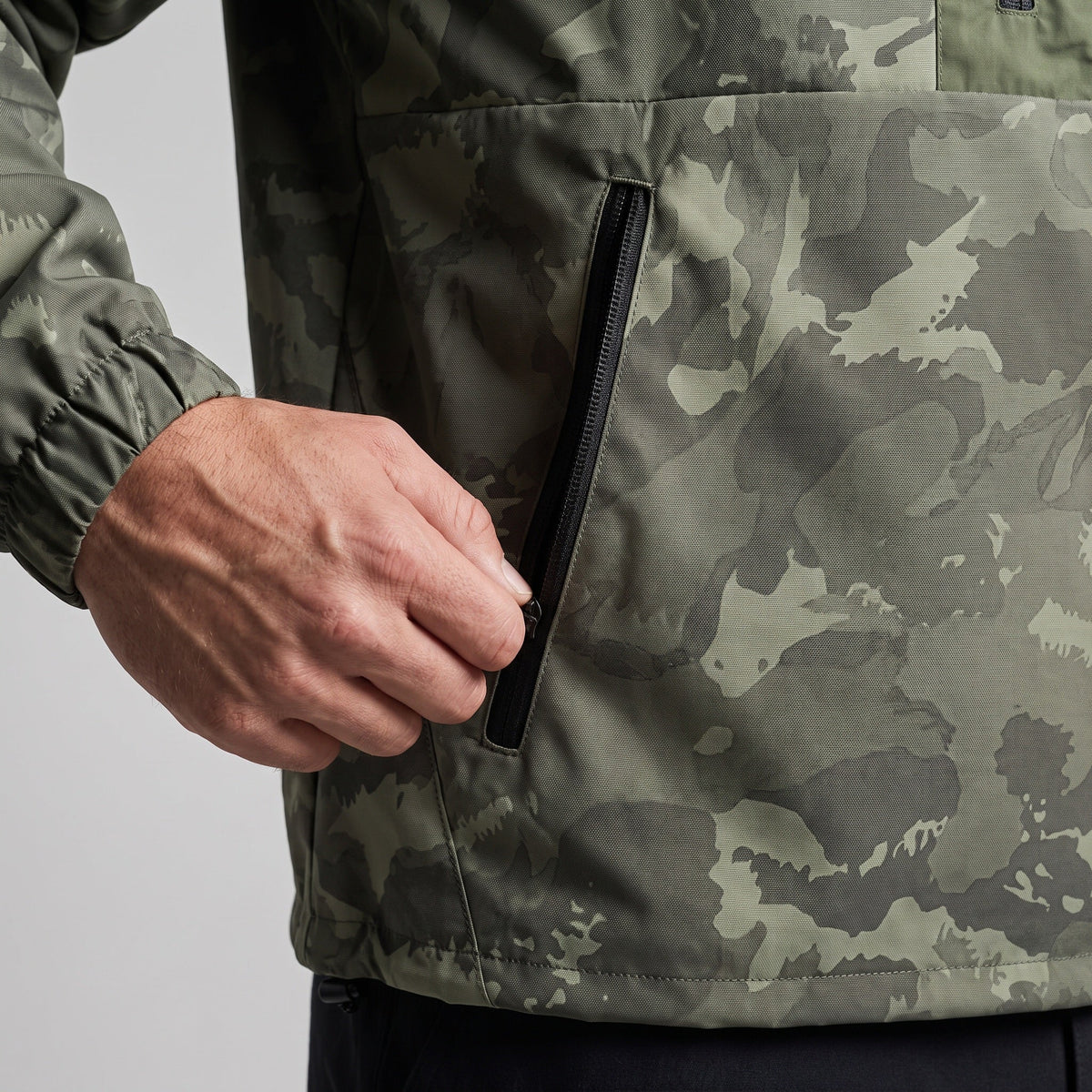 Herren Camo-Windbreaker – leichter Anorak mit Kapuze, Halbreißverschluss