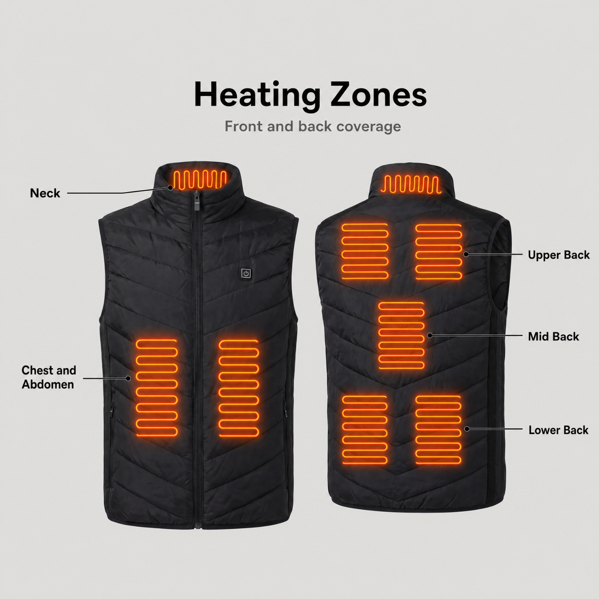 Heizweste USB-betrieben – Bodywarmer mit vier Heizzonen zum Wandern