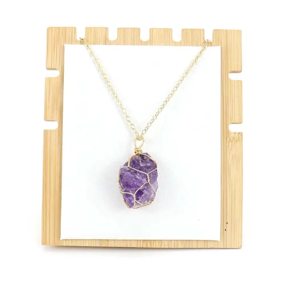 Amethyst Halskette - Naturstein mit Kupferdraht