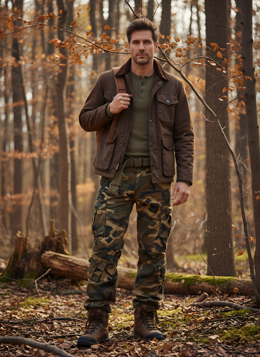Herren Camouflage-Cargohose – Multitaschen-Utility-Design