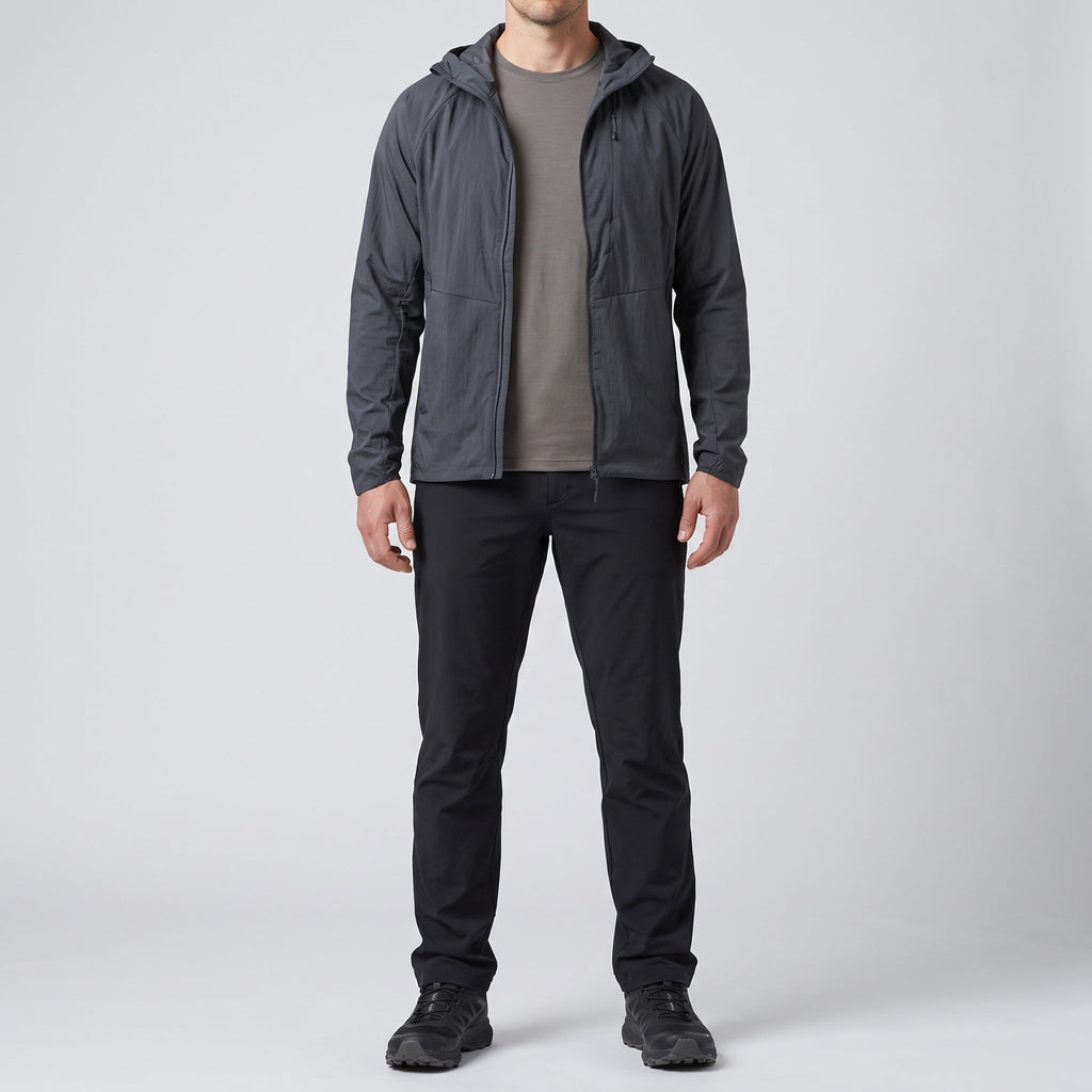 Herren Windbreaker leicht – packbare Jacke mit Kapuze, UPF 50+