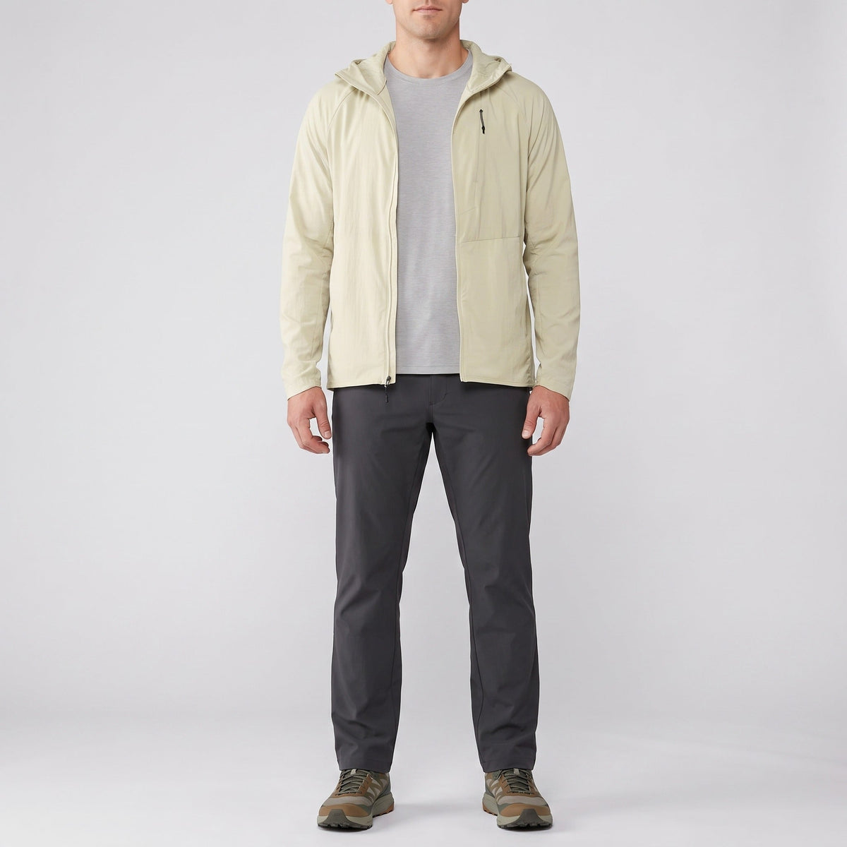 Herren Windbreaker leicht – packbare Jacke mit Kapuze, UPF 50+