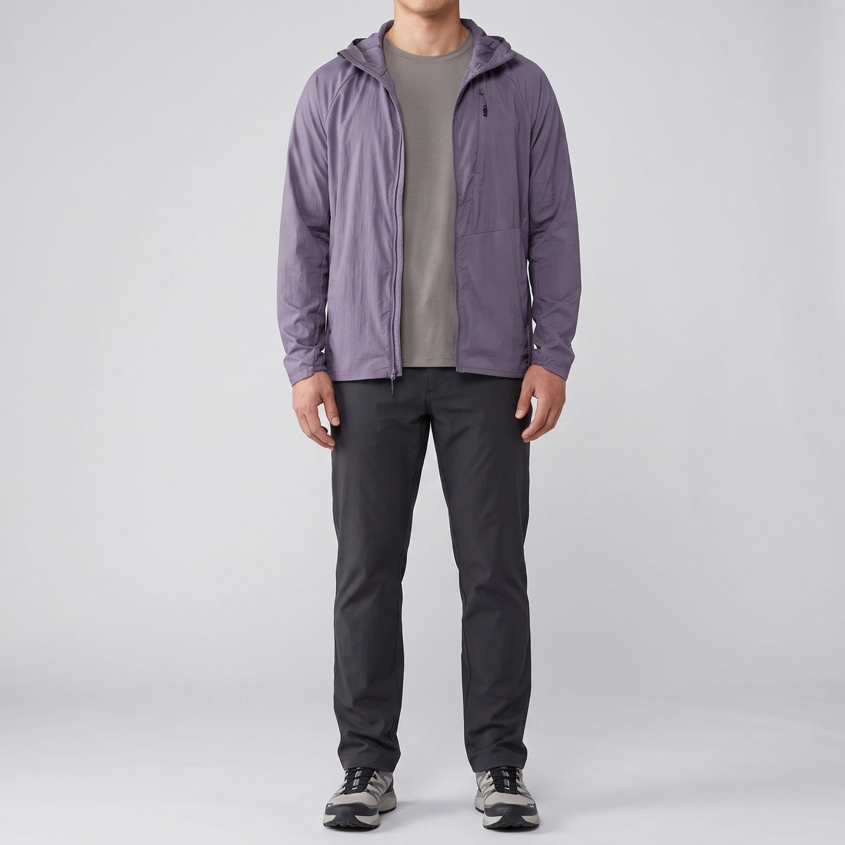 Herren Windbreaker leicht – packbare Jacke mit Kapuze, UPF 50+
