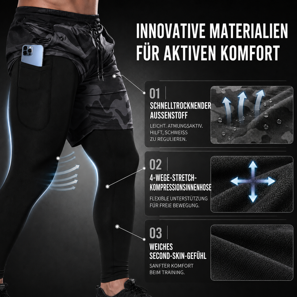 RunVanta Zwei-in-Eins Trainingshose