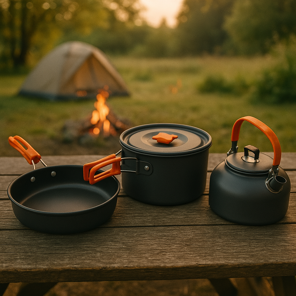 Kochgeschirr Set mit Kessel für Camping & Trekking – KocherSet Plus