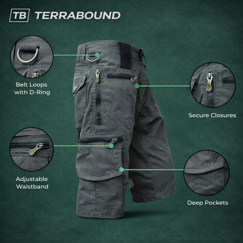 Herren Outdoor-Cargoshorts 10 Taschen – Baumwolle, zum Wandern und Angeln