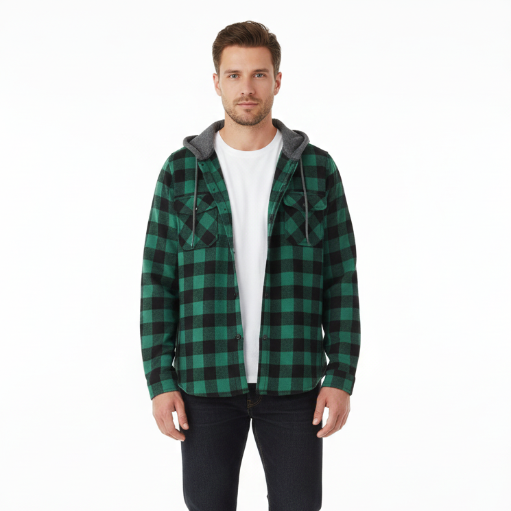 Herren Relaxed Hooded Shirt-Jacke