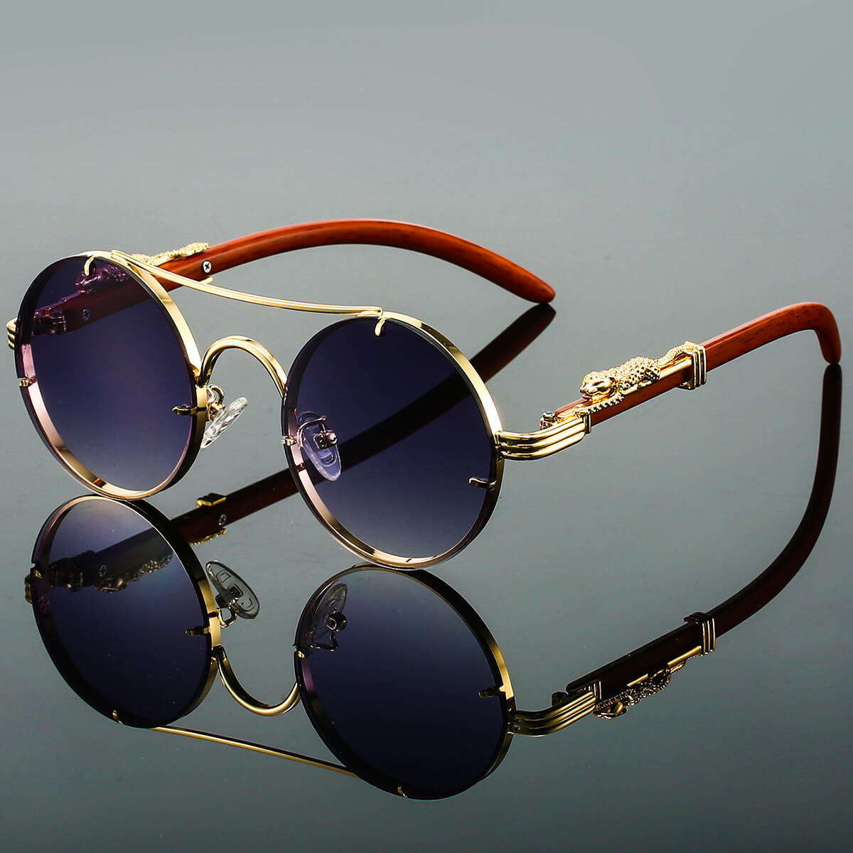 Keo Havane | Retro Steampunk-Sonnenbrille – Doppelsteg | UV400-Schutz | Polarisiert
