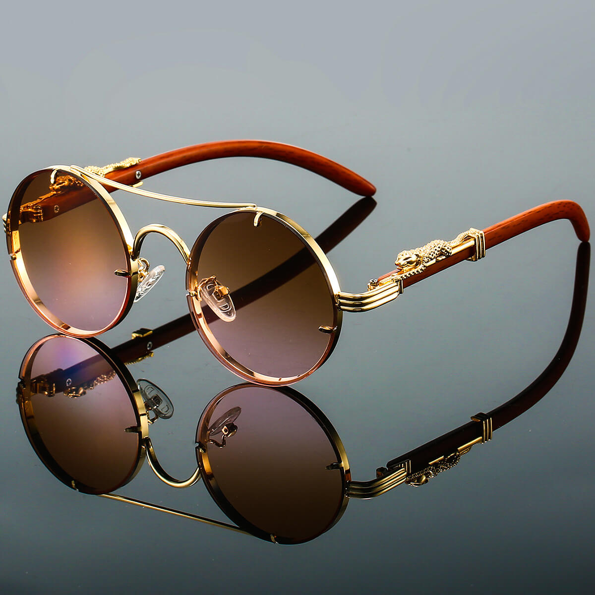 Keo Havane | Retro Steampunk-Sonnenbrille – Doppelsteg | UV400-Schutz | Polarisiert