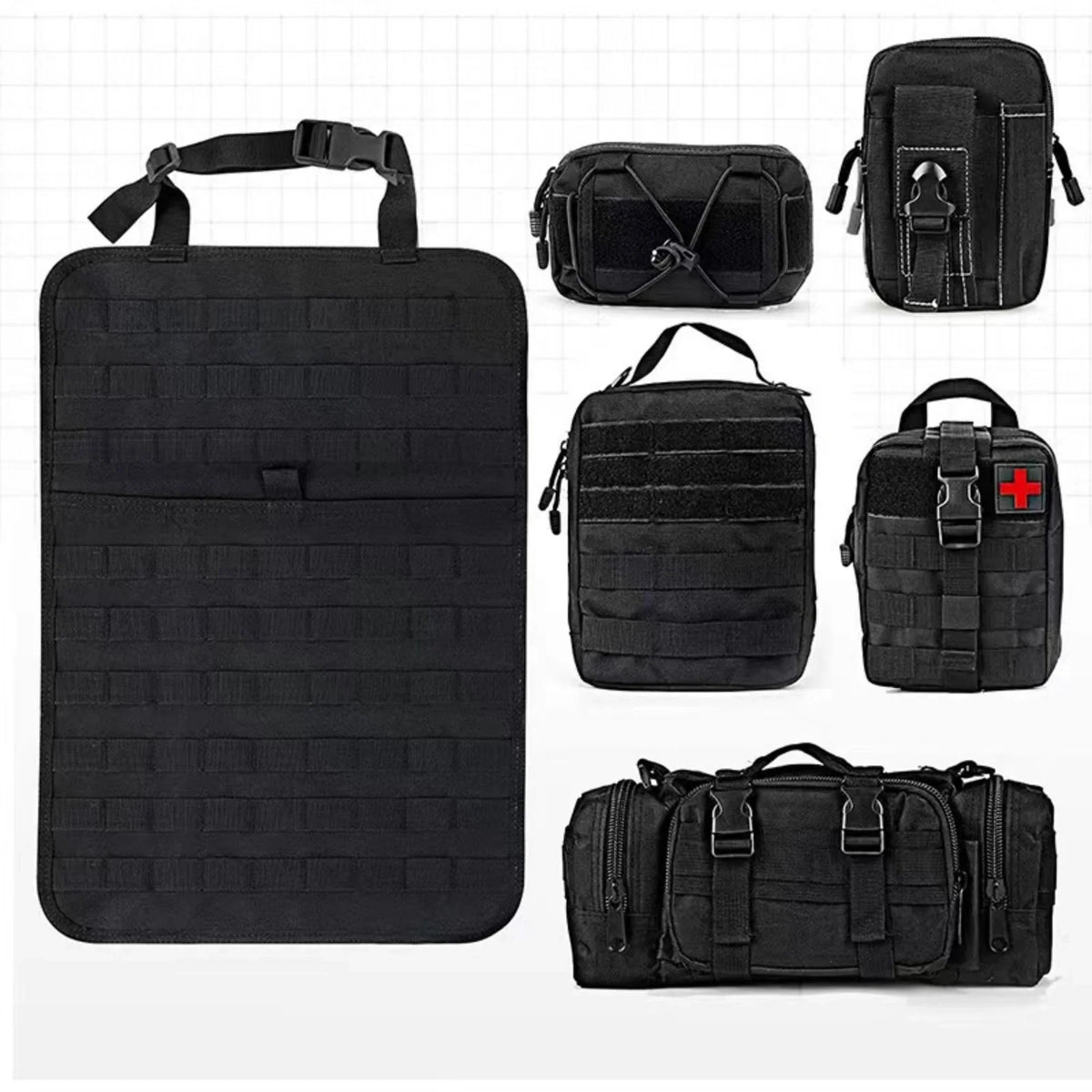 Tactical Rücksitz-MOLLE-Organizer mit 5 abnehmbaren MOLLE-Taschen