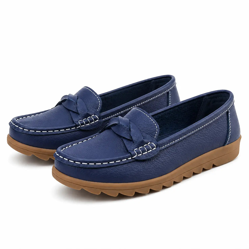 Damen-Komfort-Slip-on-Loafer aus weichem Leder