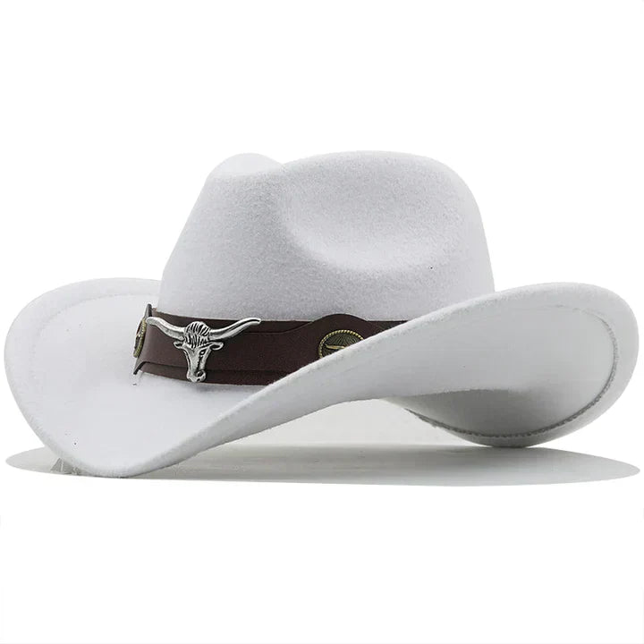 Clinbands - Western-Stil Filzhut mit Stier-Schnallenband