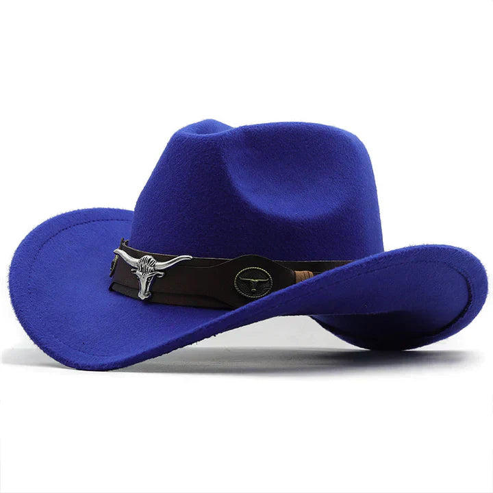 Clinbands - Western-Stil Filzhut mit Stier-Schnallenband