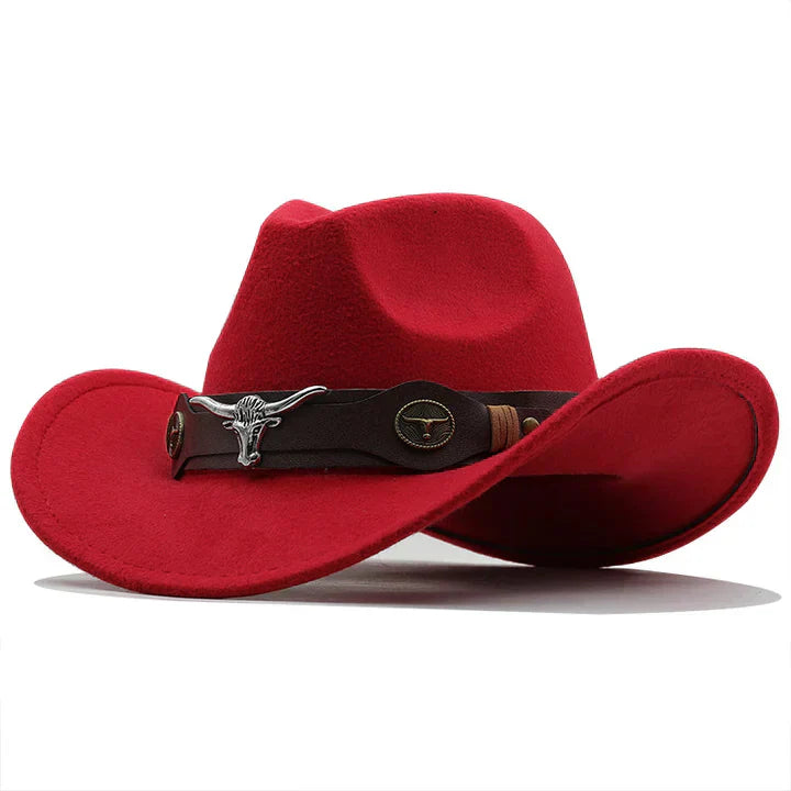 Clinbands - Western-Stil Filzhut mit Stier-Schnallenband