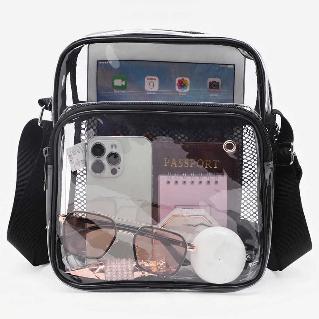 Clarvex Transparente Umhängetasche Mit Mesh-Vordertasche