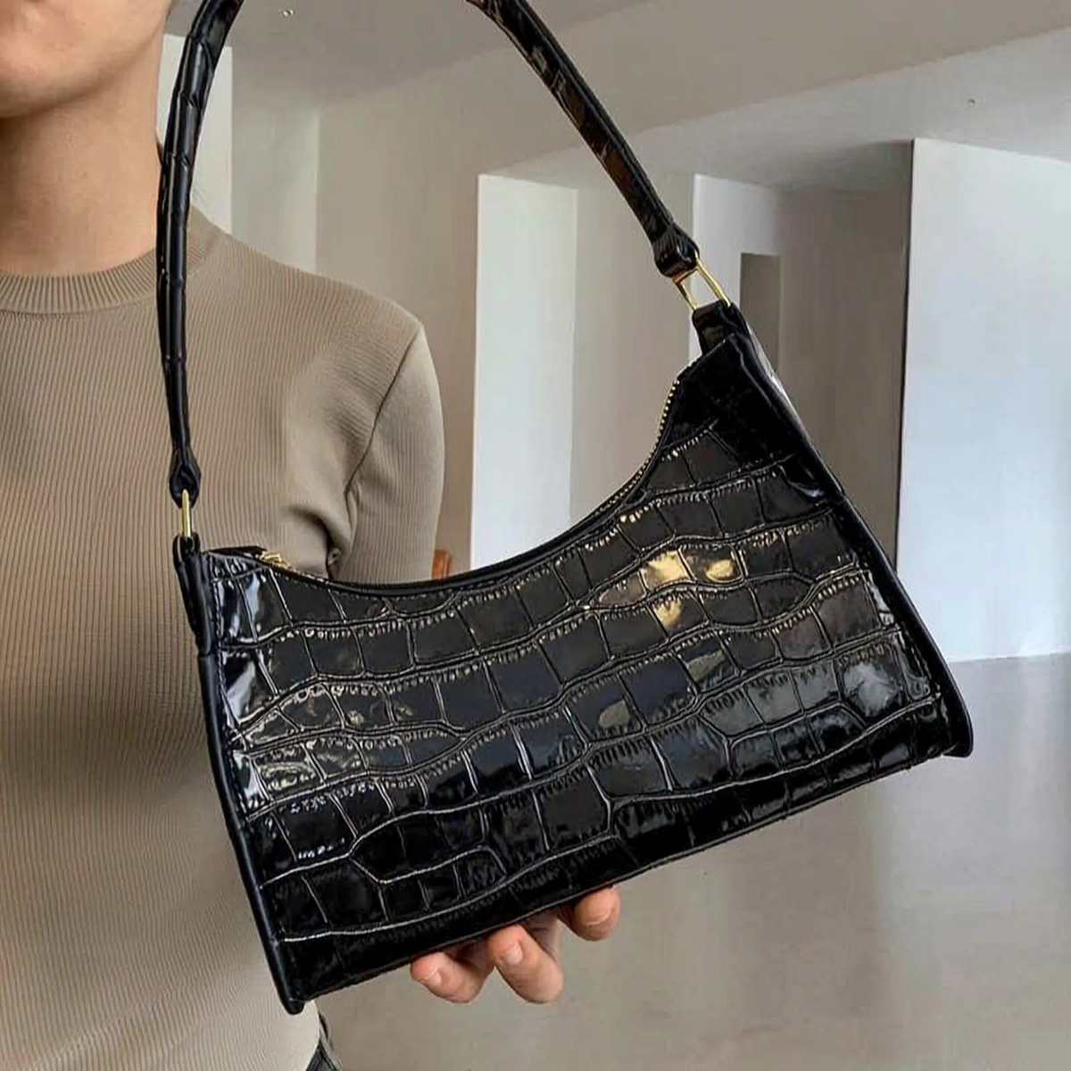 Claviette Retro Baguette-Schultertasche