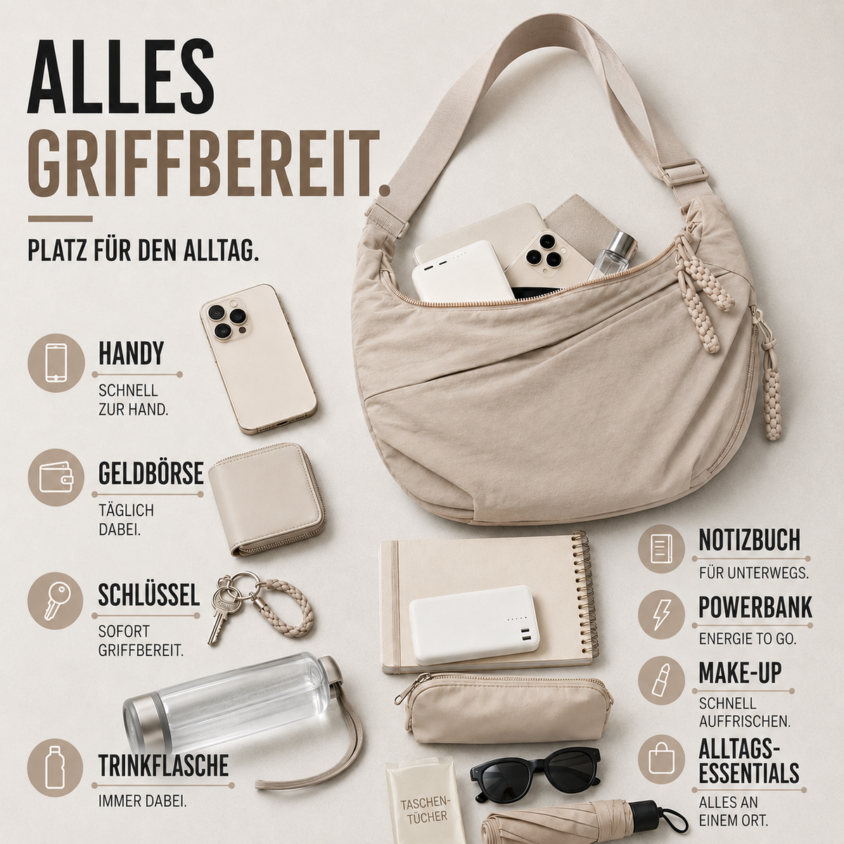 Dumplia Große-Kapazität Slouchy Umhängetasche
