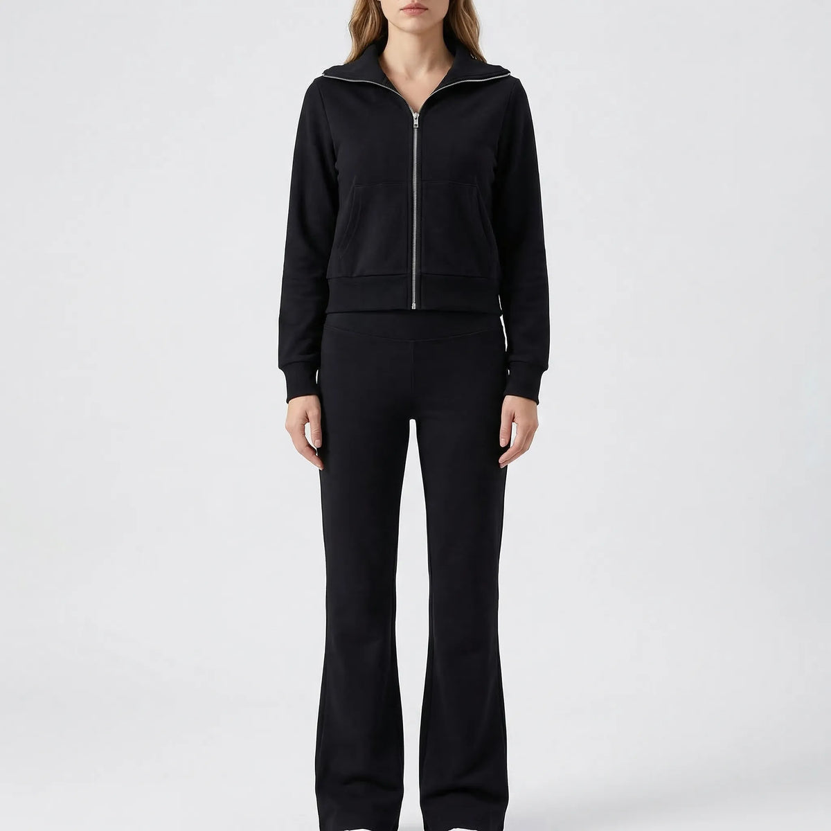 Fleurova Revers-Fleecejacke und Schlaghosen-Set