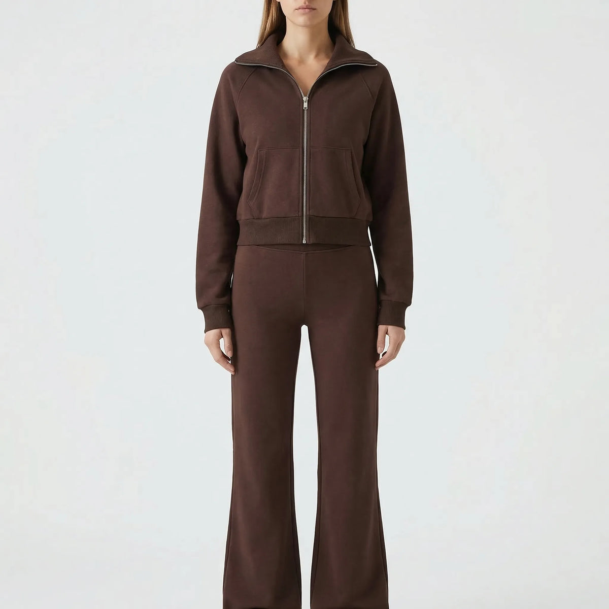 Fleurova Revers-Fleecejacke und Schlaghosen-Set