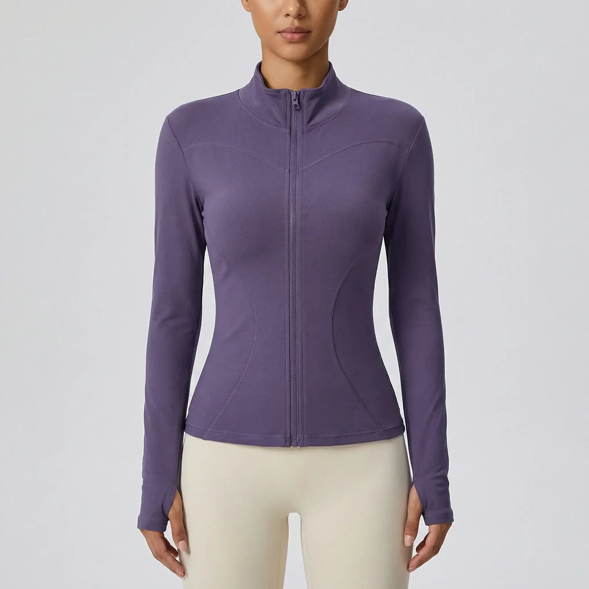 Fluxara Langarm-Trainings-Zip-Jacke figurbetont