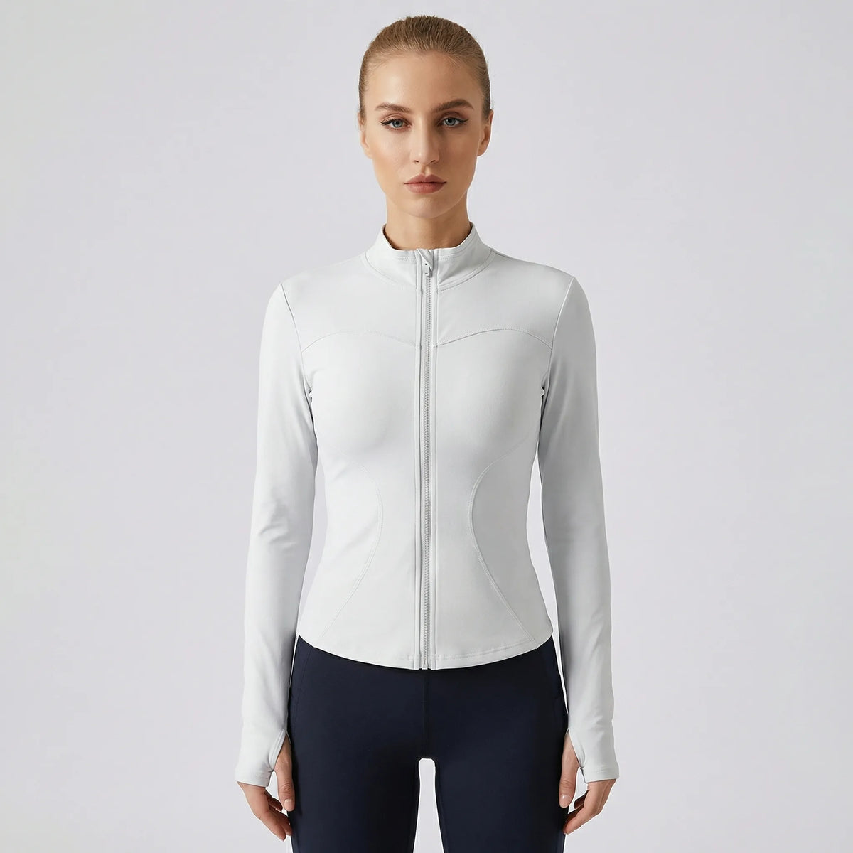 Fluxara Langarm-Trainings-Zip-Jacke figurbetont