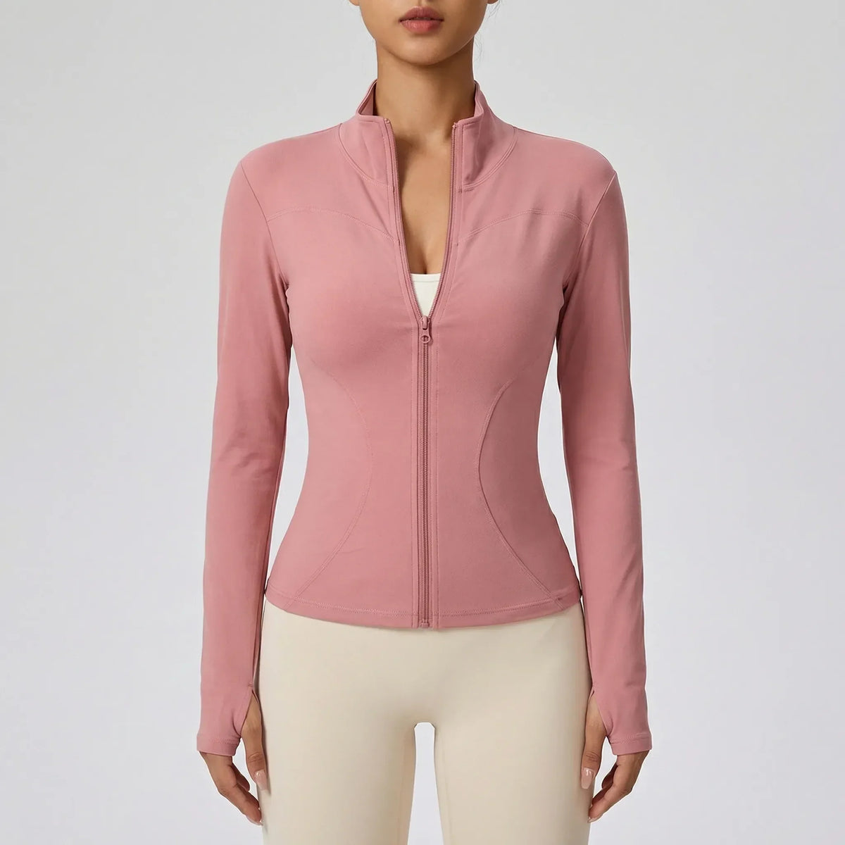 Fluxara Langarm-Trainings-Zip-Jacke figurbetont