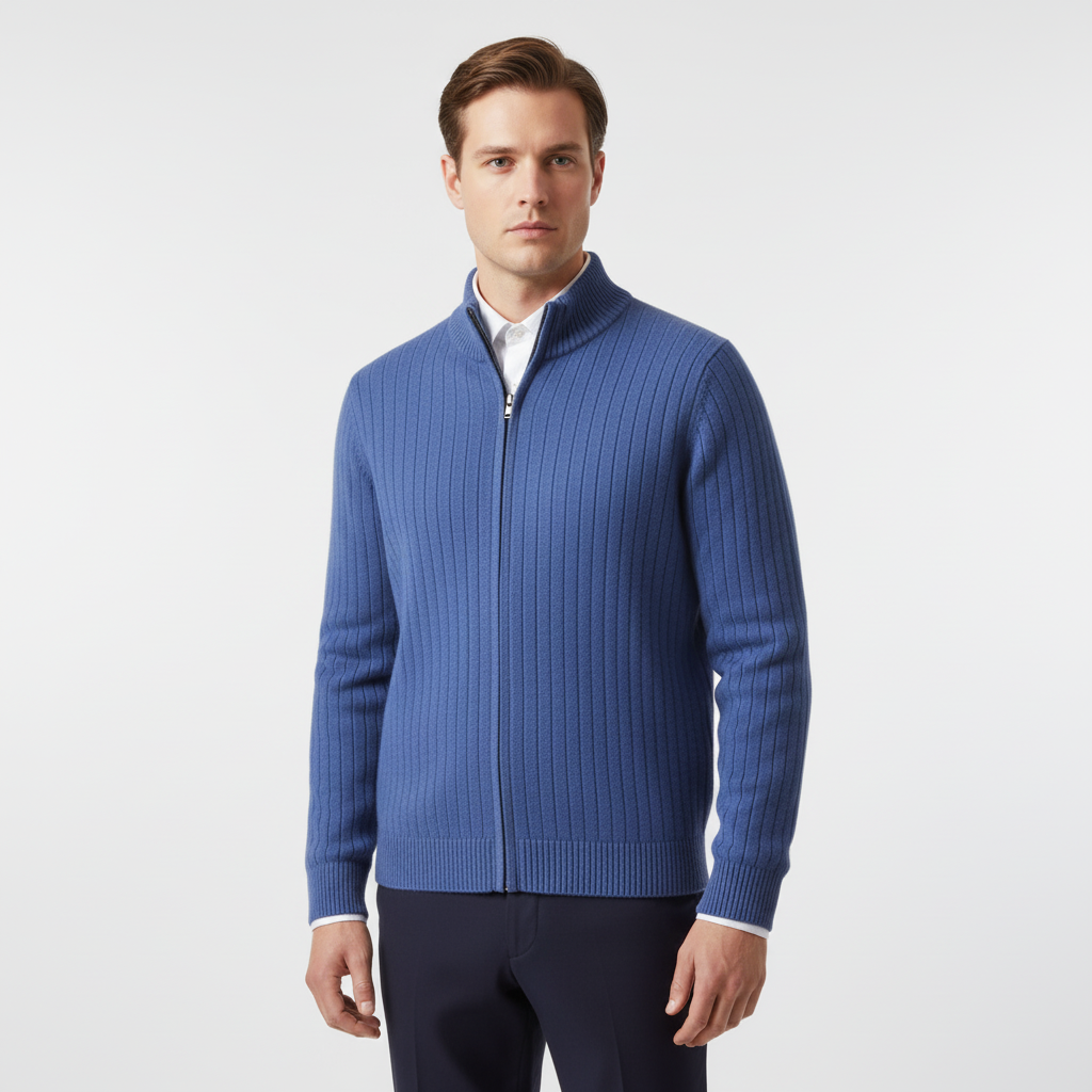 Merino-Strickjacke mit durchgehendem Reißverschluss