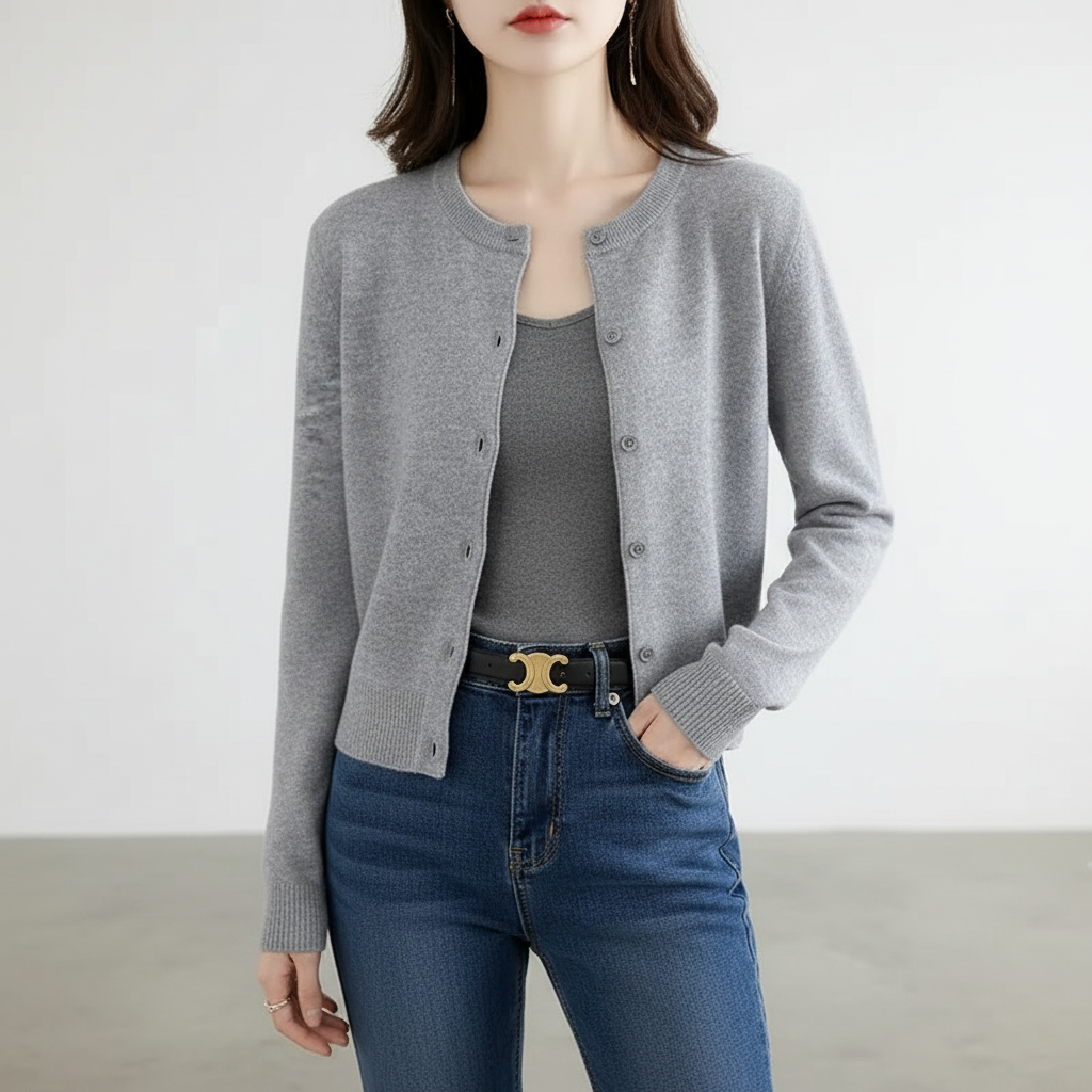 Gestrickte Langarm-Strickjacke