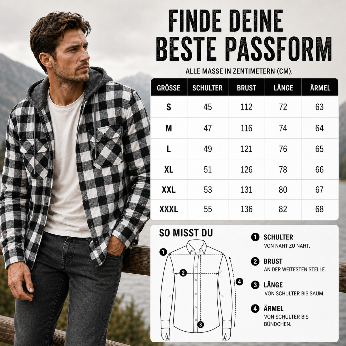 Langärmeliges Flanellhemd mit Kapuze