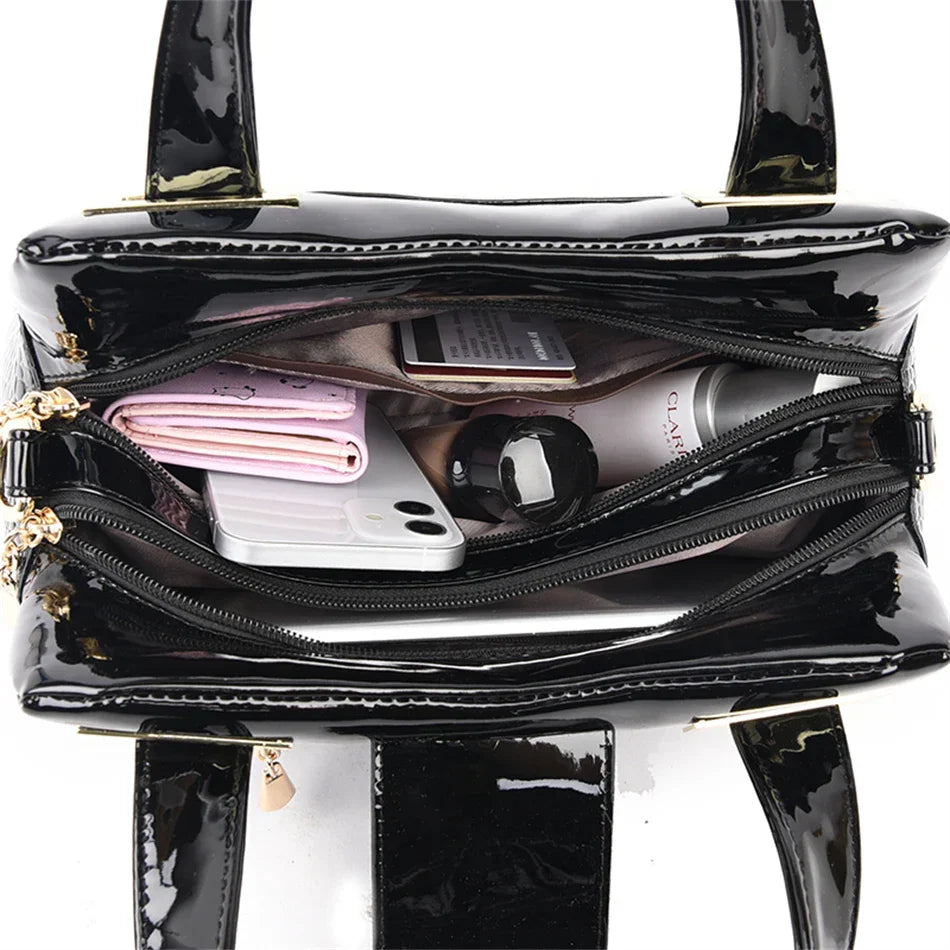 Große Lack-Tote-Tasche