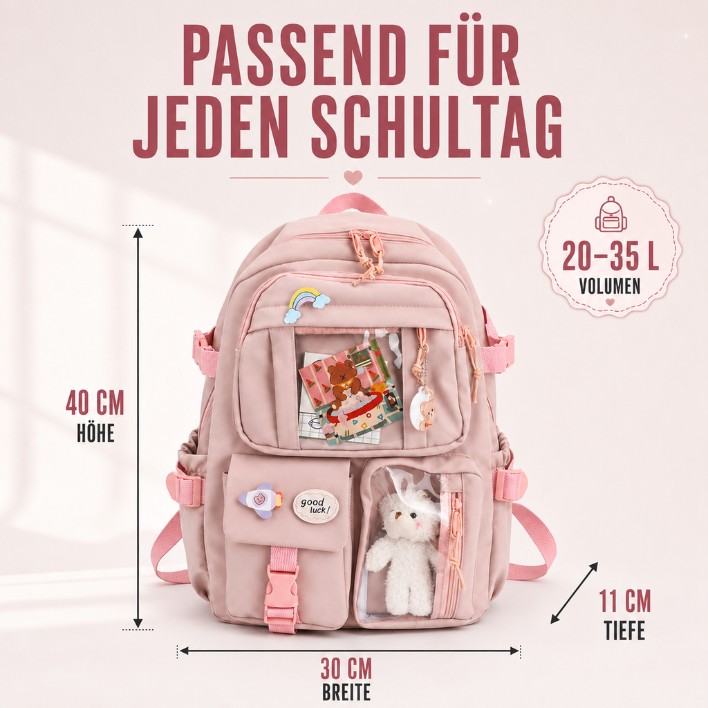 Lilacory Preppy-Style Schulrucksack