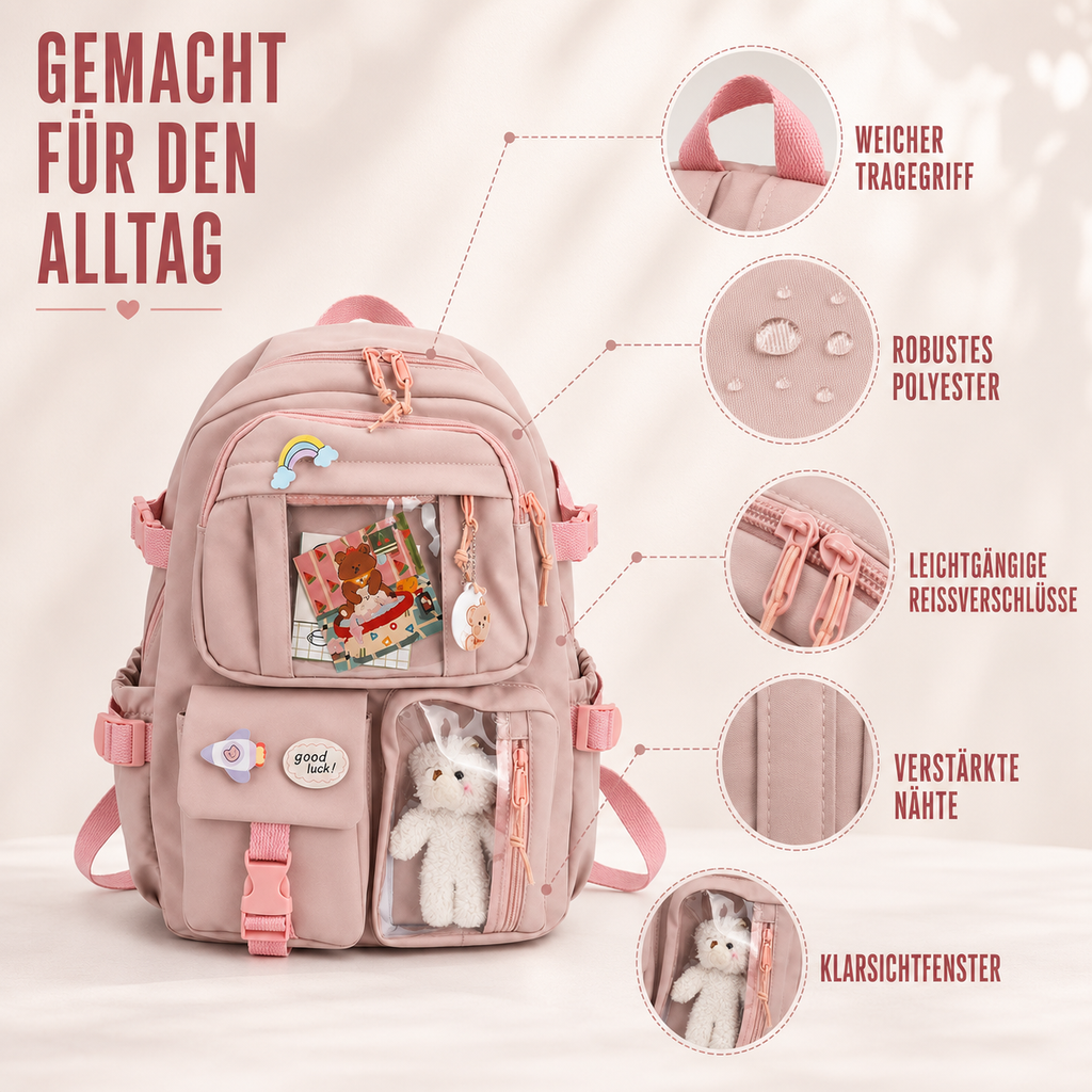 Lilacory Preppy-Style Schulrucksack