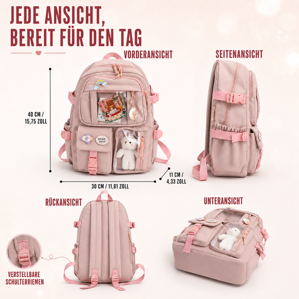 Lilacory Preppy-Style Schulrucksack